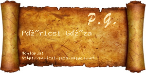 Páricsi Géza névjegykártya